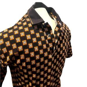 Vintage Print Cotton polo. 90’s diamond pattern stitch. Cotton Mill SS BOHO Polo